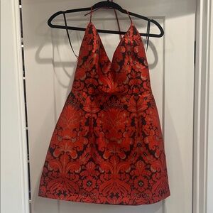 Free People Red and Black Halter Mini Dress